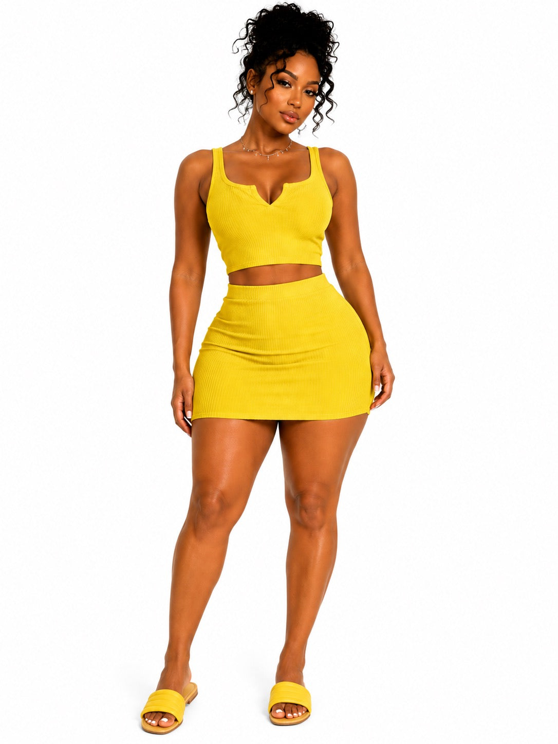 Casually Cute Skirt Set-Yellow