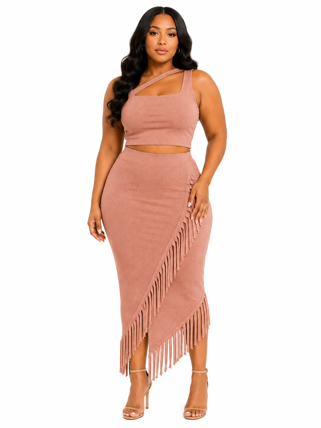 Fringed Fantasy Plus Size Set-Peachy