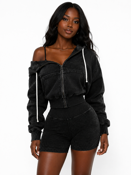 Off Duty Shorts Set-Black
